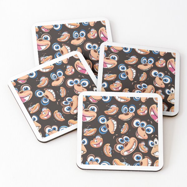 Item preview, Whimsical Cartoon Faces on Dark Background - funny - weird designed and sold by PICbyFemke.