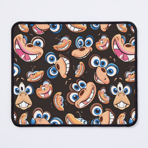 Item preview, Whimsical Cartoon Faces on Dark Background - funny - weird designed and sold by PICbyFemke.