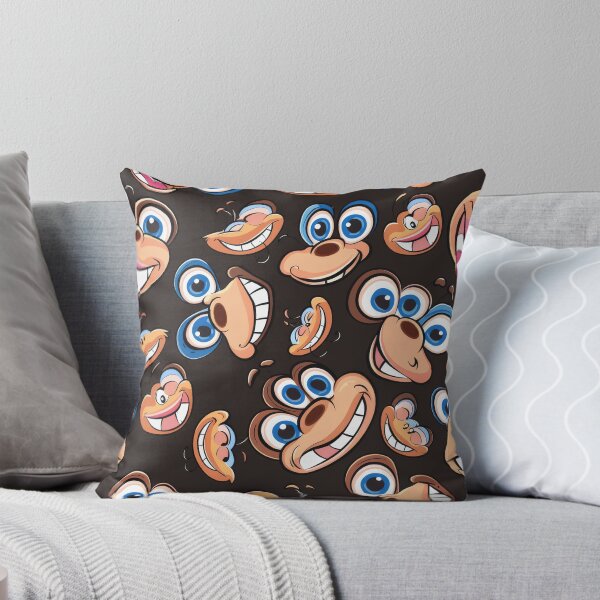 Item preview, Whimsical Cartoon Faces on Dark Background - funny - weird designed and sold by PICbyFemke.