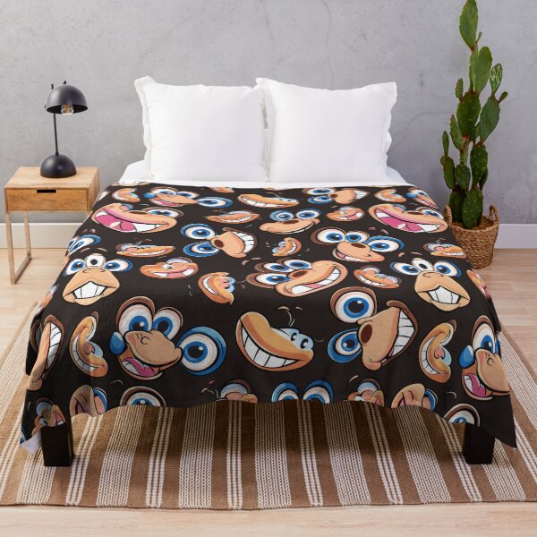 Item preview, Whimsical Cartoon Faces on Dark Background - funny - weird designed and sold by PICbyFemke.