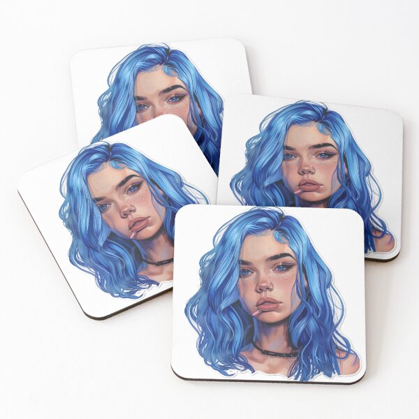 Item preview, Beautiful blue hair girl designed and sold by SmileshareShop.