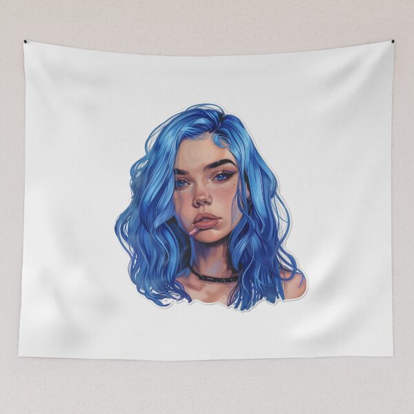 Item preview, Beautiful blue hair girl designed and sold by SmileshareShop.