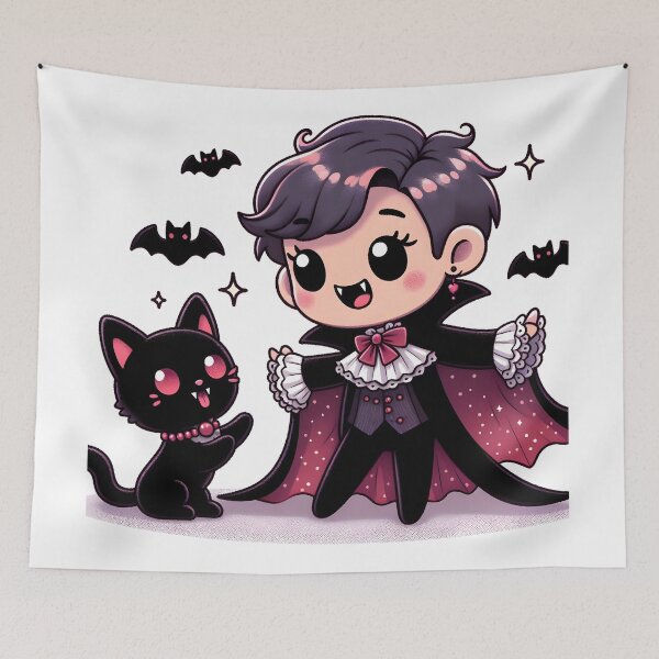Item preview, Kawaii Whimsical Vampire With Frilly Collar designed and sold by CanvasCutie.