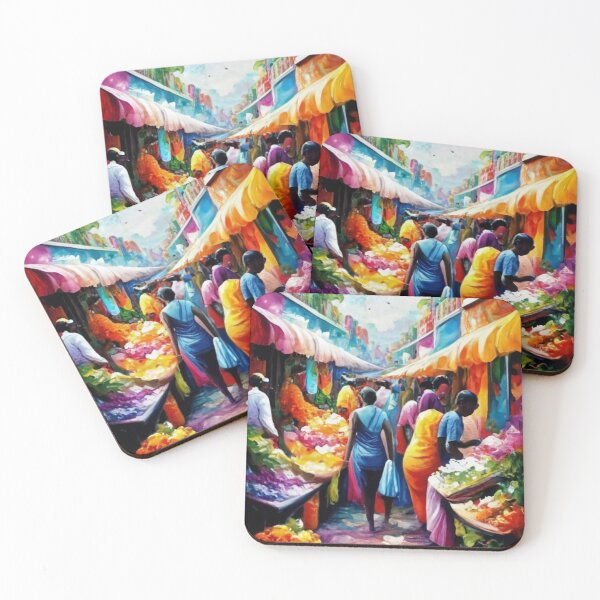 Item preview, Bustling Caribbean Market Day designed and sold by Colloquializms.