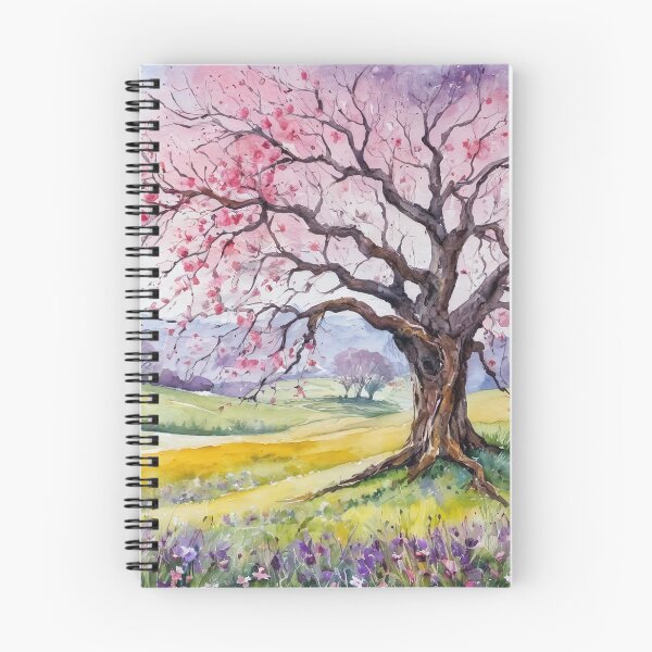 Item preview, Meadow with a flowering tree. Spring time landscape. designed and sold by twisted-dot.