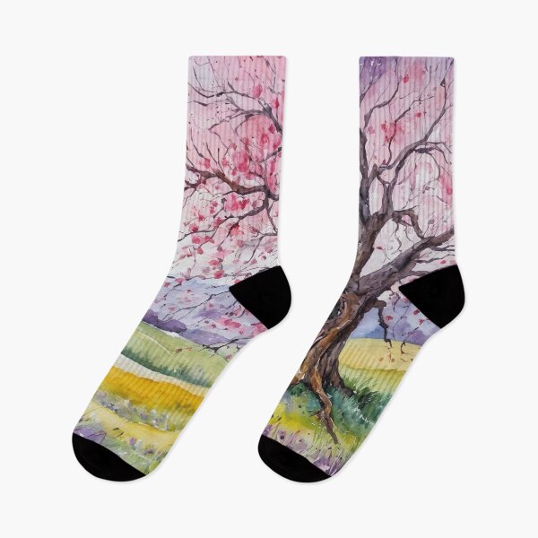 Item preview, Meadow with a flowering tree. Spring time landscape. designed and sold by twisted-dot.