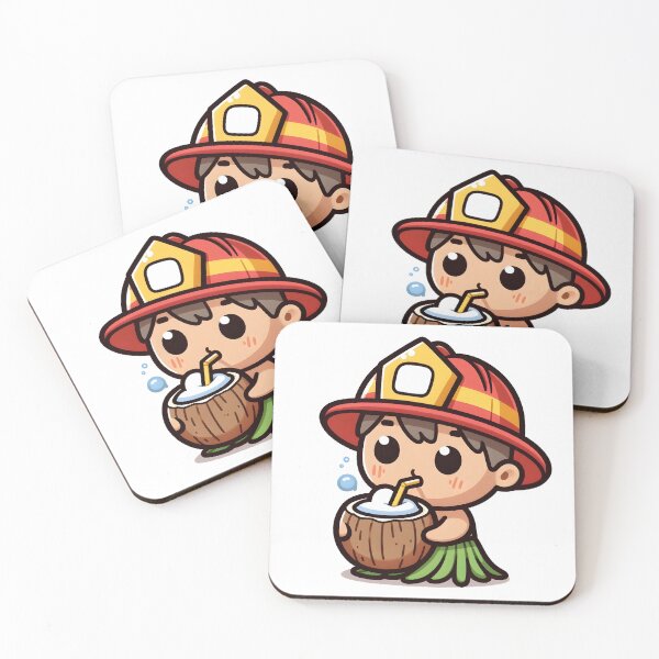 Item preview, Kawaii Firefighter With Grass Skirt designed and sold by CanvasCutie.