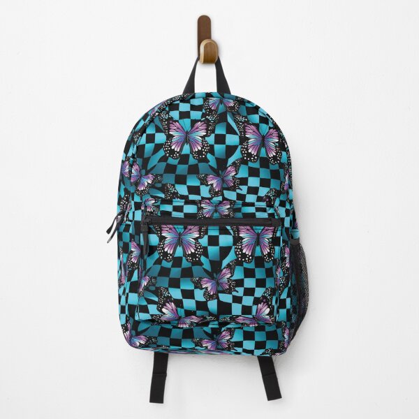 Item preview, Y2K Butterflies on a Vibrant Checkered Optical Illusion Mesh designed and sold by EmilyFNM3D.