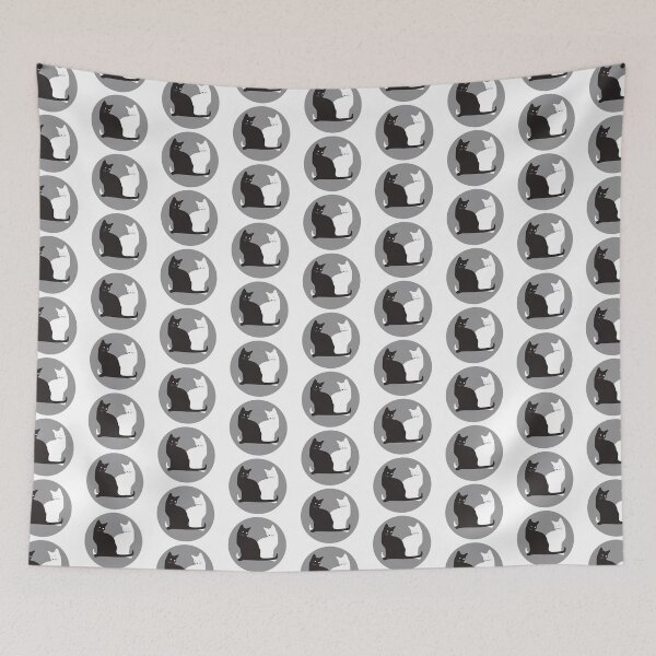 Item preview, Black and white cat on gray background designed and sold by mykkonn.