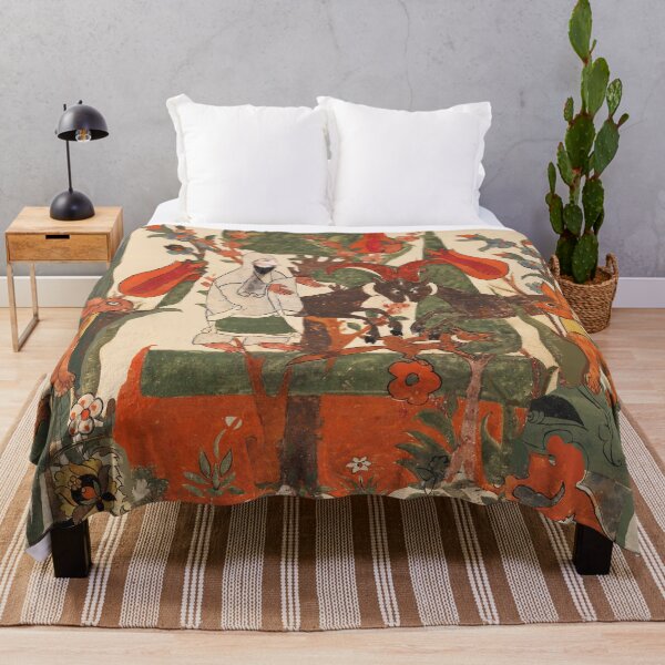 Item preview, FOREST ANIMALS ,BATTLING RAMS, RED FOX, RABBITS AND ASCETIC AMONG TULIPS ,FLOWERS, GREEN LEAVES designed and sold by BulganLumini.