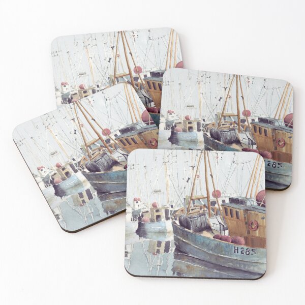 Item preview, Hull fishing boats, mixed media painting for charity designed and sold by JayTCee.
