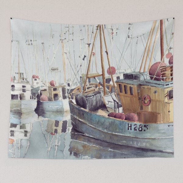 Item preview, Hull fishing boats, mixed media painting for charity designed and sold by JayTCee.
