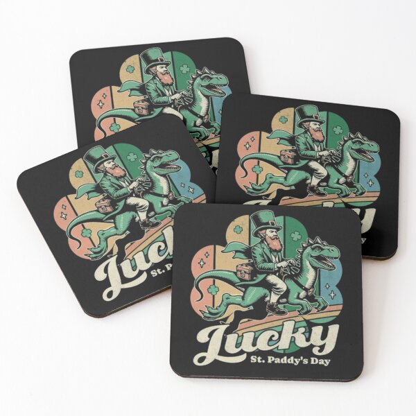 Artikelvorschau, Lucky St. Paddy's Day – Kobold reitet auf einem Dinosaurier entworfen und verkauft von urbanewear clothing.
