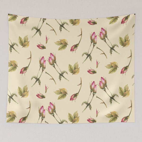 Item preview, Spring blossoming hip rose flowers buds. Watercolor seamless pattern designed and sold by BartolArt.