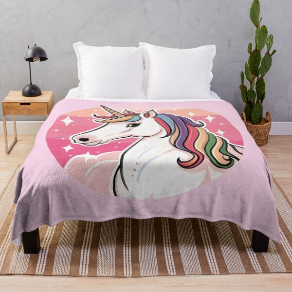 Item preview, A Sparkle Rainbows Unicorn in a pink sunset radiant designed and sold by bosilvercat.