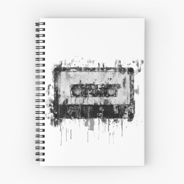 Item preview, cassette painting - tape illustration -- black and white cassette illustration designed and sold by ohaniki.