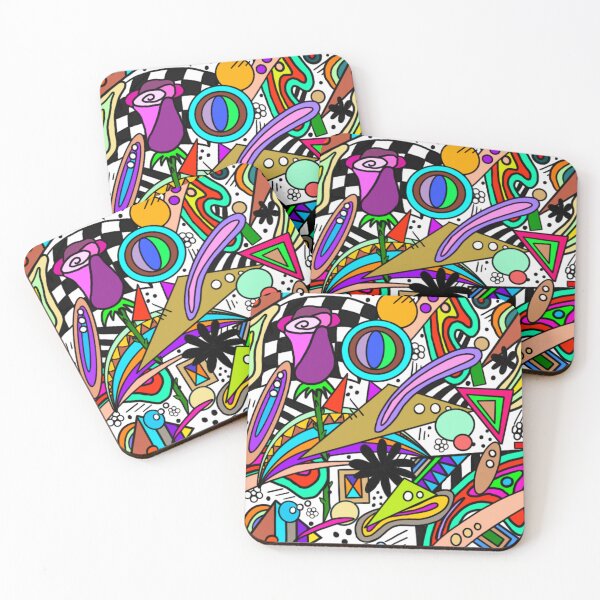 Item preview, Colorful Retro Rose Abstract Pattern Original Drawing designed and sold by missdebi27.