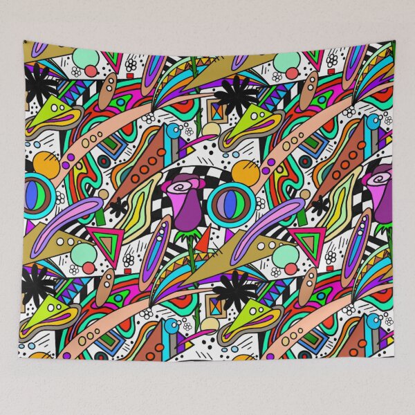 Item preview, Colorful Retro Rose Abstract Pattern Original Drawing designed and sold by missdebi27.