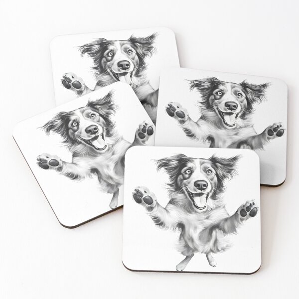 Item preview, Black and white Border Collie pencil drawing designed and sold by Pencil-Art.