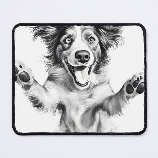 Item preview, Black and white Border Collie pencil drawing designed and sold by Pencil-Art.
