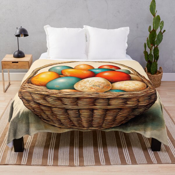 Item preview, Easter basket with colorful eggs in the style of an old postcard. Vintage festive design in a nostalgic antique style. designed and sold by LanaGustavsson.