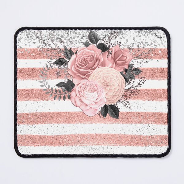 Item preview, Vintage Flowers on Rose Gold and Silver Glitter  designed and sold by whds.
