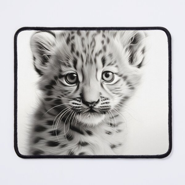 Item preview, Black and White Snow Leopard Cub designed and sold by Pencil-Art.