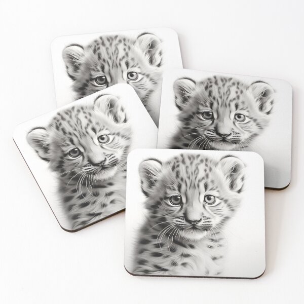 Item preview, Black and White Snow Leopard Cub designed and sold by Pencil-Art.