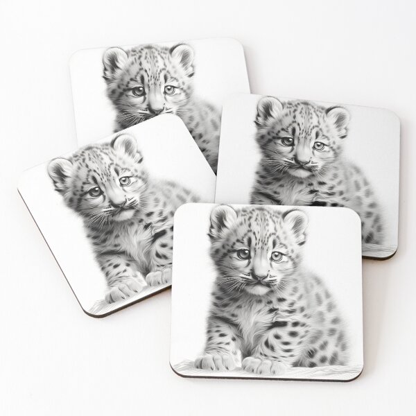 Item preview, Black and White Snow Leopard Cub designed and sold by Pencil-Art.