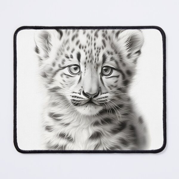Item preview, Black and White Snow Leopard Cub designed and sold by Pencil-Art.