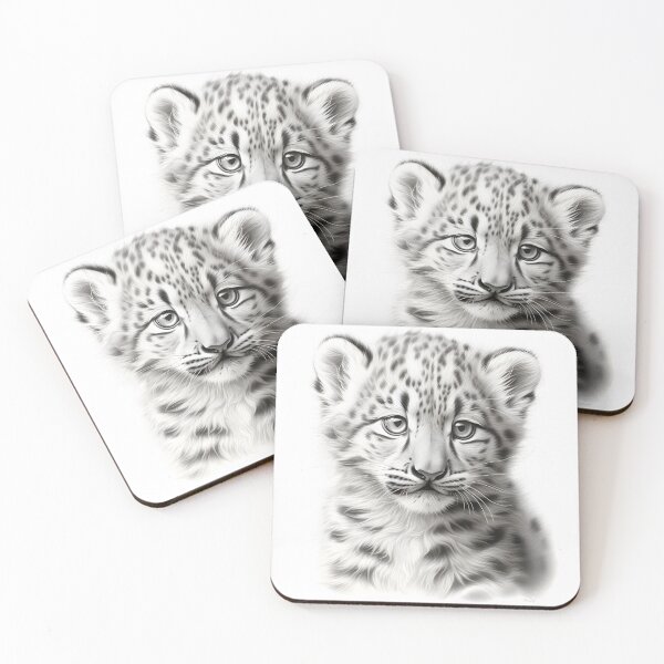 Item preview, Black and White Snow Leopard Cub designed and sold by Pencil-Art.
