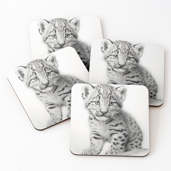 Item preview, Black and White Snow Leopard Cub designed and sold by Pencil-Art.