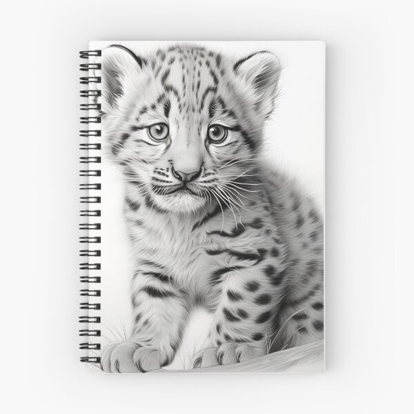 Item preview, Black and White Snow Leopard Cub designed and sold by Pencil-Art.
