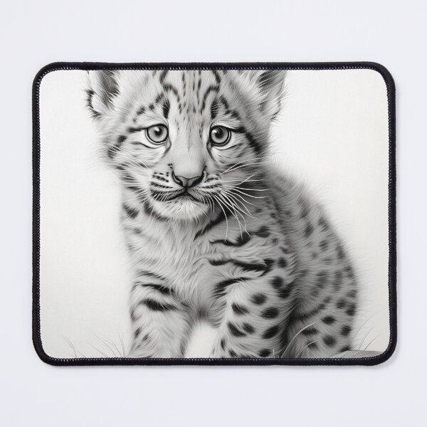 Item preview, Black and White Snow Leopard Cub designed and sold by Pencil-Art.