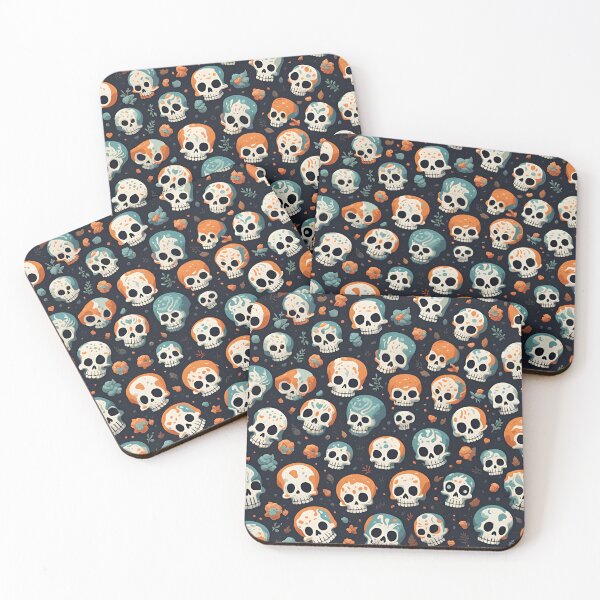 Item preview, Cute Skeleton Faces Pattern designed and sold by MoriFantasy.
