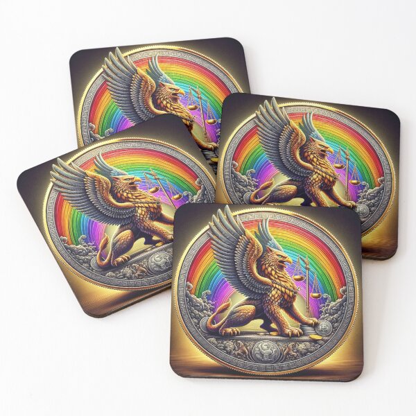 Item preview, Rainbow Griffin Fantasy Coin Crypto Concept designed and sold by Emoji Emblems.