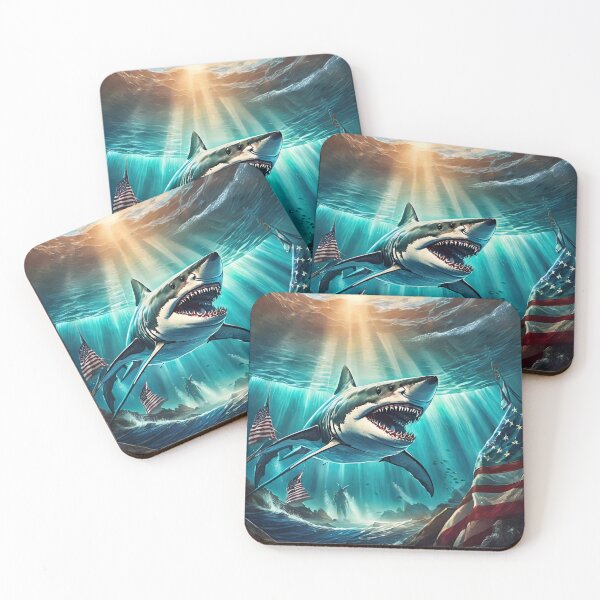 Item preview, Shark -T-Shirt, usa t-shirt, sea t-shirt,flag usa t-shirt designed and sold by giantdesigns.