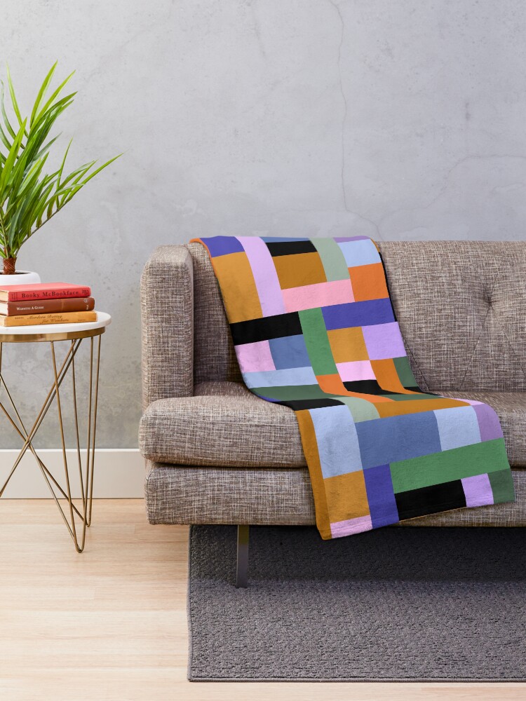 Thumbnail 2 of 6, Throw Blanket, Geometric Pattern in Multi Colour  designed and sold by OneThreeSix.