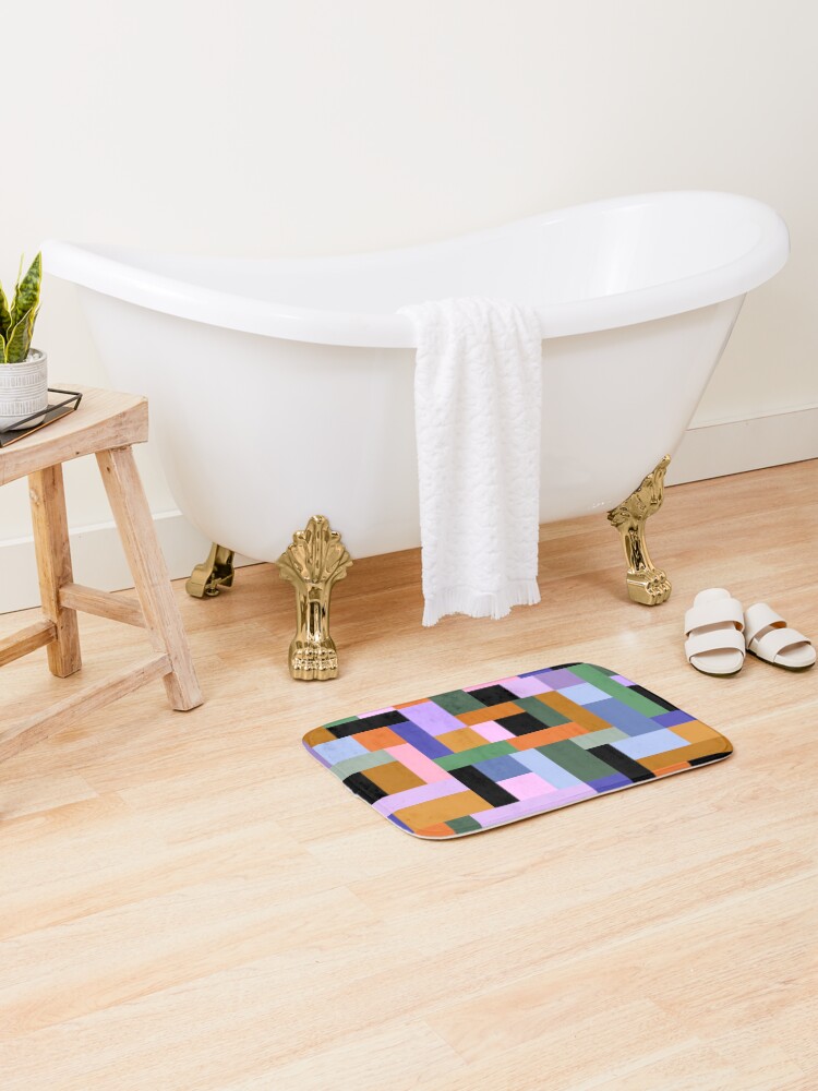 Thumbnail 2 of 6, Bath Mat, Geometric Pattern in Multi Colour designed and sold by OneThreeSix.