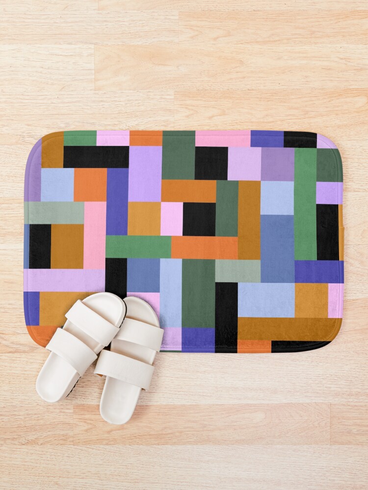 Thumbnail 1 of 6, Bath Mat, Geometric Pattern in Multi Colour designed and sold by OneThreeSix.