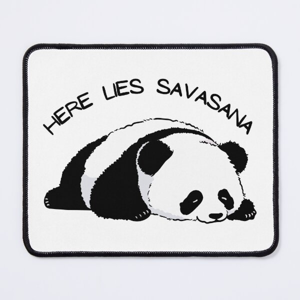 Item preview, HIER LIES SAVASANA Panda Yoga designed and sold by LyricsWear.