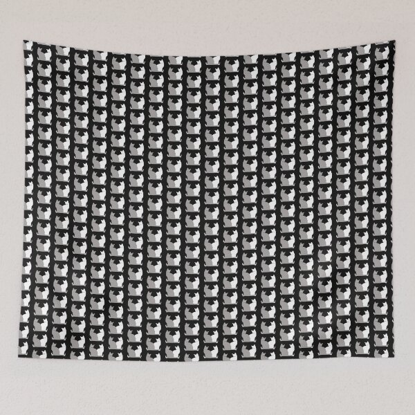 Item preview, Gray and white cat on a black background designed and sold by mykkonn.