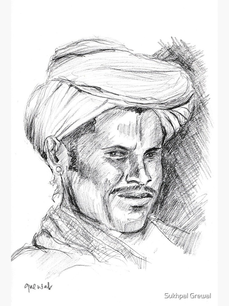 Rajasthani man with turban Painting by Ramesh Mahalingam - Fine Art America