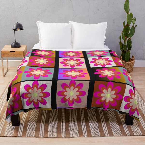 Item preview,  Funky Retro Psychedelic Flowers Groovy 4 Pattern Comforter designed and sold by LLdreams.