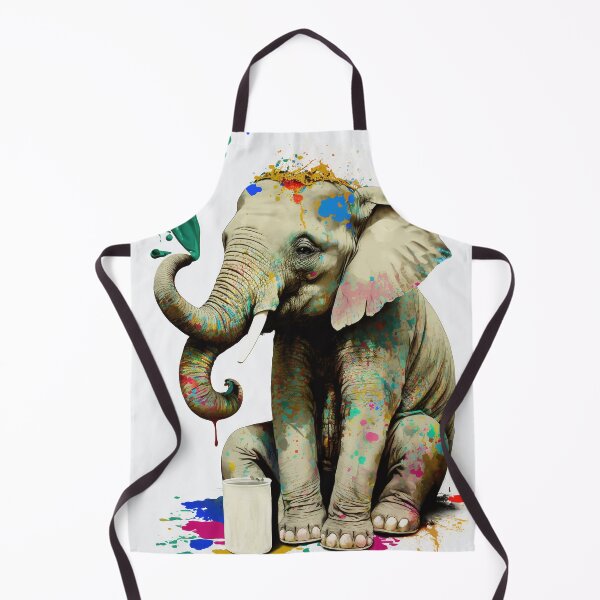 Aperçu de l'œuvre Banksy sad bear Colorful Elephant Fun créée et vendue par DeMuurdecoratie.