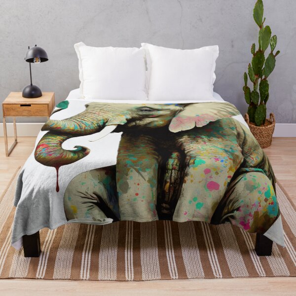 Item preview, Banksy sad bear Colorful Elephant Fun designed and sold by DeMuurdecoratie.