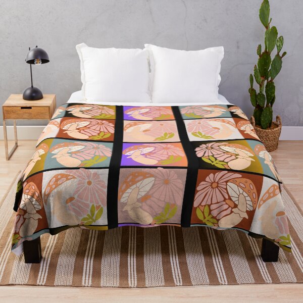 Item preview, Retro Psychedelic Mushroom Flower Groovy Mash 5 Pattern Comforter designed and sold by LLdreams.