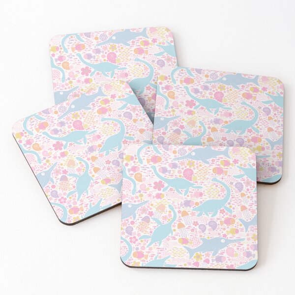 Item preview, Swimming with Plesiosaurs - pastel pink and orange - cute prehistoric animal design by Cecca Designs designed and sold by Cecca-Designs.