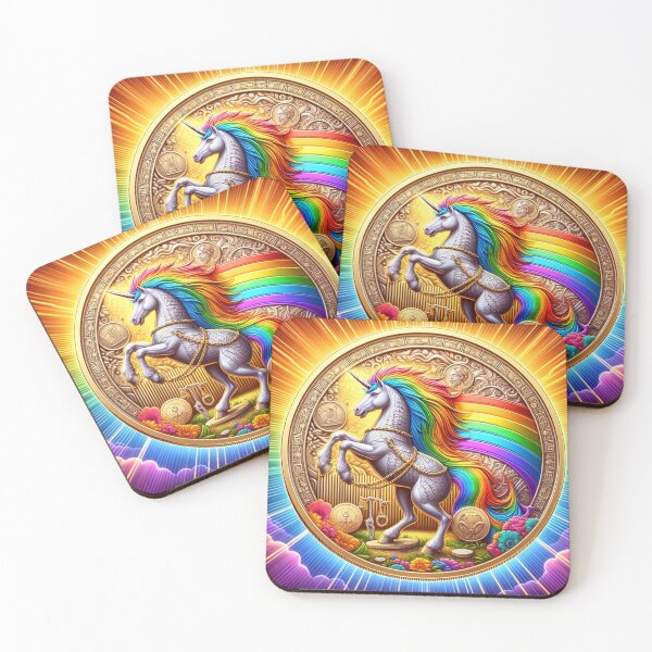 Item preview, Fantasy Rainbow Standing Unicorn Concept Crypto Coin designed and sold by Emoji Emblems.