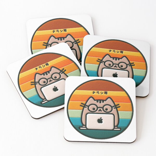 Item preview, Kawaii Cat Working apple, Felt Illustration designed and sold by GALUMARKET.